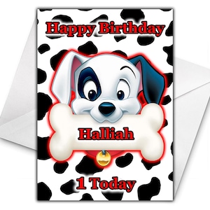 Tarjeta de cumpleaños personalizada de 101 Dálmatas - Disney Tarjeta de cumpleaños personalizada de 101 Dálmatas - Tarjeta de cumpleaños Disney - Dálmatas