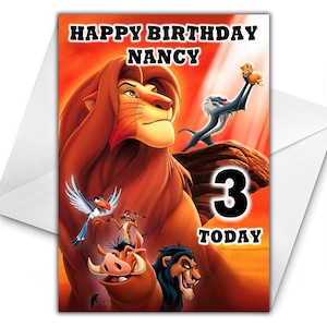 Biglietto di auguri di compleanno personalizzato Il Re Leone - Biglietto di auguri di compleanno personalizzato Il Re Leone - Biglietto personalizzato Disney - Biglietto di auguri di compleanno della Guardia del Leone - Simba