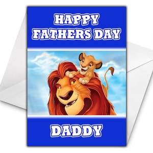 Cartão de Dia dos Pais do REI LEÃO - Cartão de Aniversário de Dia dos Pais de Simba e Mufassa - Cartão Personalizado da Disney - Cartão de Dia dos Pais da Guarda do Leão