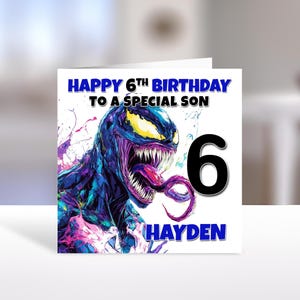 VENOM Personalised Birthday Card - Spiderman Personalised Birthday Card - Venom Birthday Card - Hulk - Ironman - Thor SpiderGirl Gwen Card