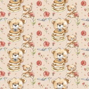 CUTE BEARS Birthday Wrapping Paper - Cute Teddy Bears Personalised Gift Wrap - Baby - Christening - Kids Birthday Gift Wrap - Safari