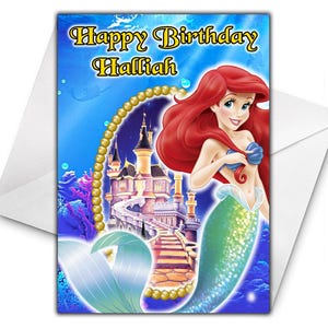LITTLE MERMAID personalisierte Geburtstagskarte - Disney Prinzessinnen personalisierte Geburtstagskarte - Disney Geburtstagskarte - Prinzessin Ariel Karte