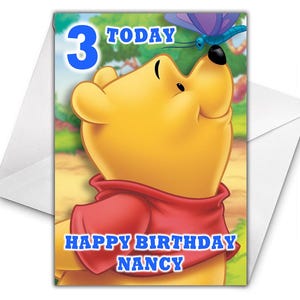 Carte d'anniversaire personnalisée WINNIE L'ourson - Disney anniversaire carte d'anniversaire personnalisée - carte d'anniversaire Disney Winnie l'ourson - Bourriquet - D2