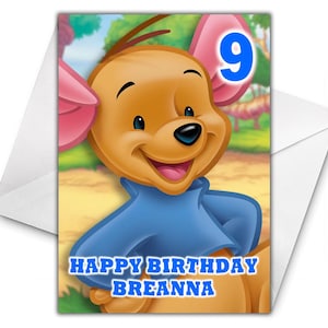Carte d'anniversaire personnalisée ROO - carte d'anniversaire personnalisée Winnie l'ourson - carte d'anniversaire Disney - carte personnalisée Winnie l'ourson et ses amis
