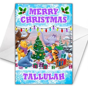 Tarjeta de Navidad personalizada de WINNIE THE POOH - Tarjeta de Navidad Disney - Tarjeta de felicitación personalizada de Winnie The Pooh - Tarjeta de Navidad de Pooh - D3