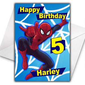 SPIDERMAN Personalisierte Geburtstagskarte - Spiderman Personalisierte Geburtstagskarte - Miles Morales Geburtstagskarte - Hulk - Batman - Iron Man - Thor
