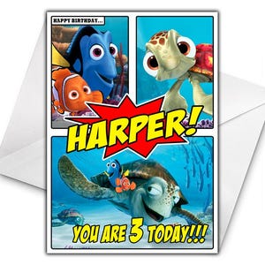 Gepersonaliseerde verjaardagskaart FINDING NEMO - Finding Dory gepersonaliseerde verjaardagskaart verjaardag - Disney Verjaardagskaart - Finding Nemo Card - D3