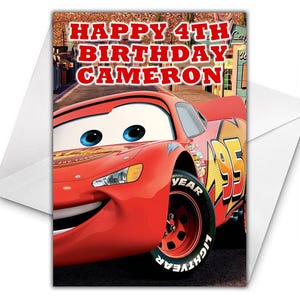 LIGHTNING MCQUEEN personalisierte Geburtstagskarte - Disney Cars personalisierte Geburtstagskarte - Disney Geburtstagskarte - Lightning McQueen - Mater
