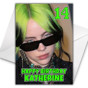 Tarjeta de cumpleaños personalizada de Billie Eilish - Tarjeta de cumpleaños personalizada de Billie Eilish - Tarjeta de cumpleaños de Billie Eilish - Saludos de Billie Eilish