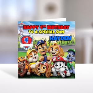 Carte d'anniversaire personnalisée PAW PATROL - carte d'anniversaire personnalisée Paw Patrol - carte d'anniversaire Paw Patrol - Chase - Marshall - Skye - Zuma