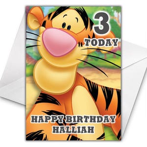 Carte d'anniversaire personnalisée TIGGRE - carte d'anniversaire personnalisée Winnie l'ourson - carte d'anniversaire Disney - carte personnalisée Winnie l'ourson et ses amis