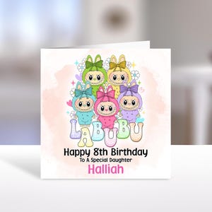 Biglietto di auguri di compleanno personalizzato LABUBU - Biglietto di auguri di compleanno personalizzato Labubu - Biglietto di auguri di compleanno Labubu - Biglietto di auguri di compleanno personalizzato per bambini Labubu