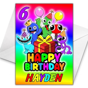Carte d'anniversaire personnalisée ARC-EN-CIEL - Carte d'anniversaire personnalisée Roblox - Carte de voeux personnalisée pour enfants - Sprunki