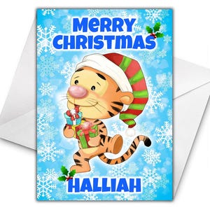 Tarjeta de Navidad personalizada de TIGGER - Tarjeta de Navidad de Disney - Tarjeta de felicitación personalizada de Tigger Winnie The Pooh - Tarjeta de Navidad de Tigger - Pooh