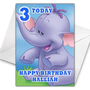 Carte d'anniversaire personnalisée HEFFALUMP - carte d'anniversaire personnalisée Winnie l'ourson - carte d'anniversaire Disney - carte personnalisée Winnie l'ourson et ses amis