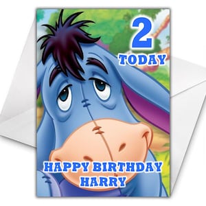 Carte d'anniversaire personnalisée Bourriquet - carte d'anniversaire personnalisée Winnie l'ourson - carte d'anniversaire Disney - carte personnalisée ourson et ses amis