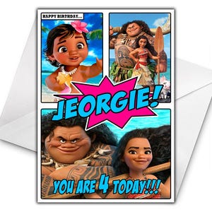 Gepersonaliseerde verjaardagskaart MOANA - Gepersonaliseerde verjaardagskaart Disney Moana - Gepersonaliseerde Disney - Verjaardagskaart Moana