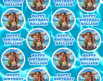 DISNEY MOANA Personalised Birthday Wrapping Paper - Disney Moana Personalised Gift Wrap - Disney Gift Wrap - Baby Moana Birthday Gift Wrap 3