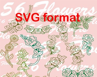 56 Flowers SVG format Vector Clipart