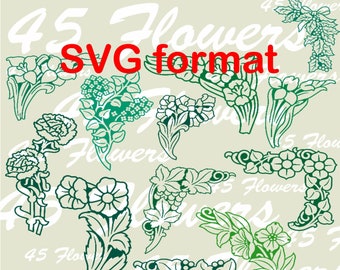 45 Flowers SVG format Vector Clipart