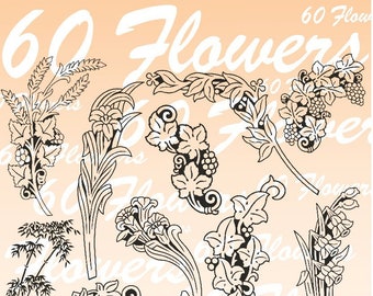 60 Flowers Vector Clipart