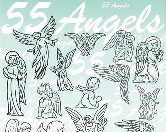 55 Angels Vector Clipart