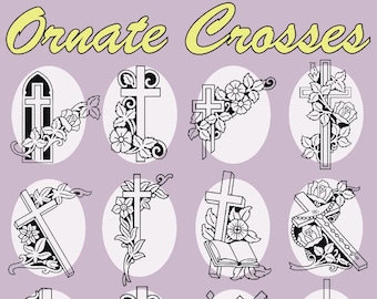38 Ornate Crosses Vector Clipart