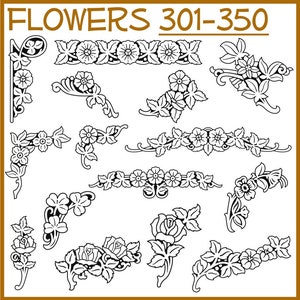 Flowers 301-350 Vector Clipart 50 Assorted Varieties