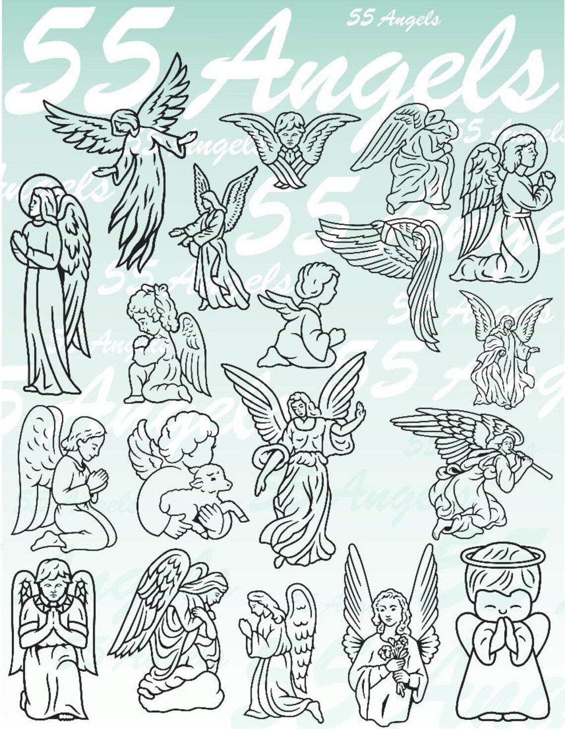 Vector Angel 35 55 Angels Vector Clipart - Etsy