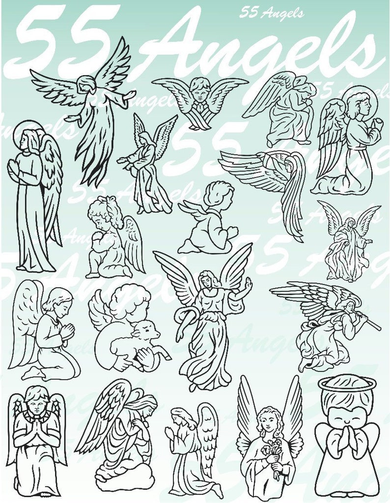 55 Angels Vector Clipart - Etsy
