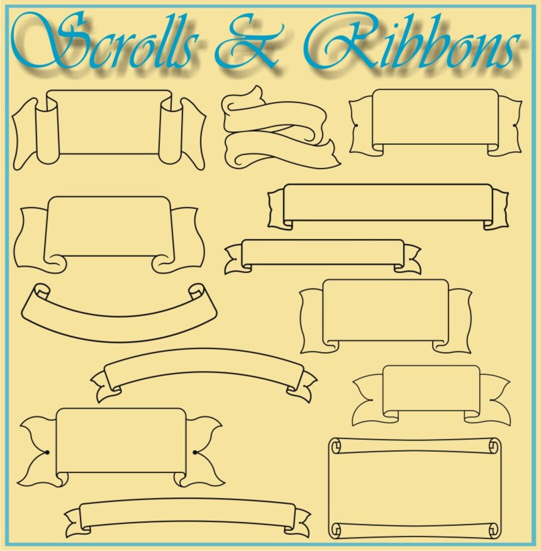 Scrolls and Ribbons Vector Clipart (40) - Etsy