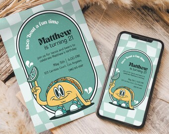 Taco Party Invitation: Cinco De Mayo Fiesta, Editable Template (Digital Download, 5x7 & 1080x1920 px)