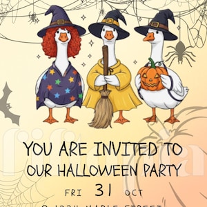 Customizable Silly Goose Halloween Invitation Template | Funny Editable Party Invite | Spooky Goose Printable | Canva Instant Download