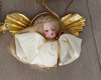 Vintage Porcelain Angel Face Christmas Ornament