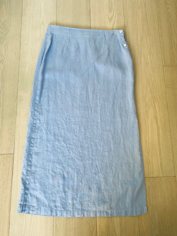 Vintage Chicos Light Blue Long Linen Skirt