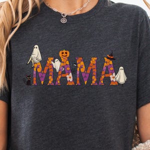 Spooky Mama Shirt, Halloween T-Shirt for Mom, Ghost Pumpkin Tee, Fall Gildan Graphic Shirt, Cute Halloween Shirt, Mom Life Halloween