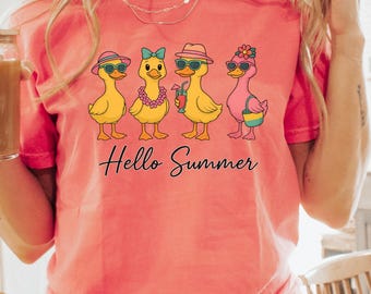 Camiseta de verano Comfort Colors® Cool Duck, camiseta divertida de vacaciones con pato, camiseta Hello Summer Duck, camiseta estampada Beach Ducks, vendedor en EE. UU.