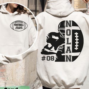 Sudadera personalizada para mamá de fútbol, camiseta de fútbol con tu nombre, camiseta de fútbol, camiseta del día del partido, camiseta de la temporada de fútbol, sudadera con capucha para mamá de fútbol