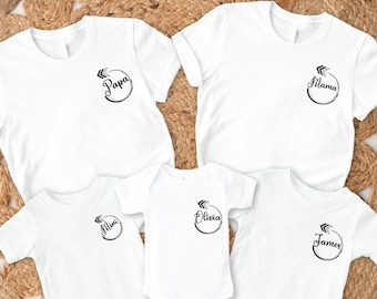 Personalized Family Matching Shirt Set Papa Mama Mini, Custom With Names Tee, Minimalist Family Outfit, Gift for Parents & Kids, Family Tee