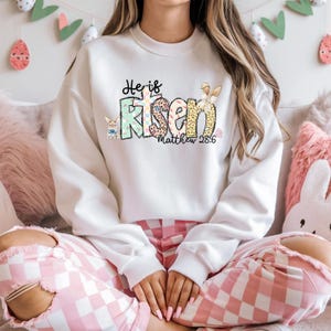 He Is Risen Sweatshirt, Jesus Easter Shirt, Easter Sweatshirt For Women, Matthew Shirt, Easter SCute Easter Outfit, Cute Easter Hoodie