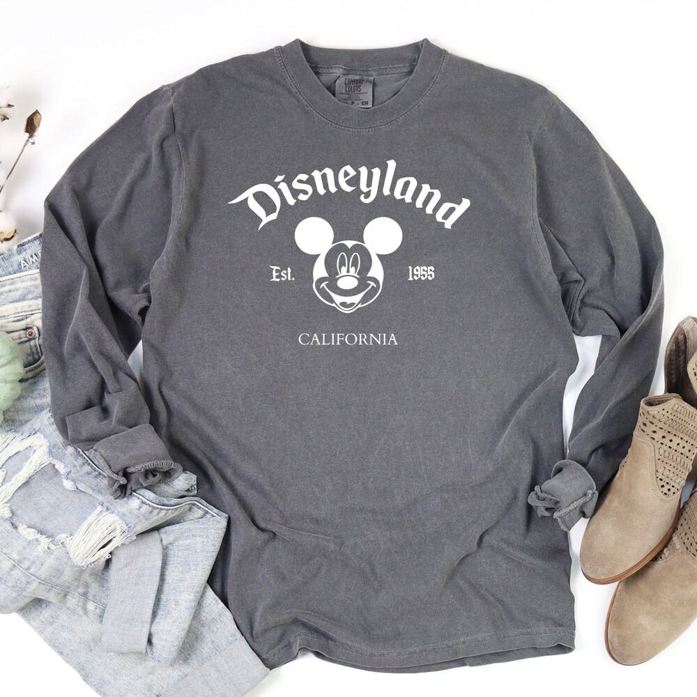 Disneyland Est California 1955 Mickey Head Long Sleeve Shirts,Disneyland Family Vacation Shirts, Disneyland Mickey Mouse Long Sleeve Shirt Teeplaza Design