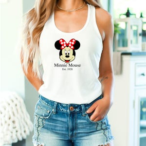 Minnie Mouse Est. 1928 Racerback, minnie mouse Tank Top, Minnie Head Tank Top, Disneyland Tank Top,minnie Womens Racerbacks