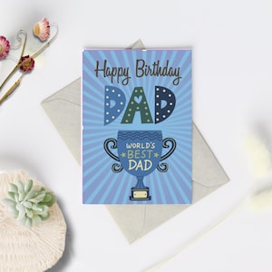 Biglietto di auguri per il compleanno del papà con busta bianca, kraft o colorata