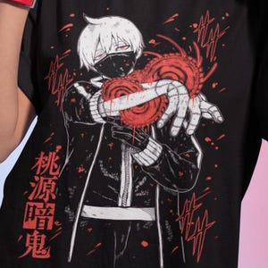 tougen anki Fire Style / Streetwear / Japansk stil / Unisex / Topp i 100 % bomull