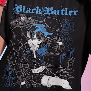 Sebastian T-Shirt, Unisex Black Butler Tee, Kuroshitsuji Anime Gift, Vintage Grunge Gothic Shirt, Toboso Yana Japanese Fashion, Sebastian