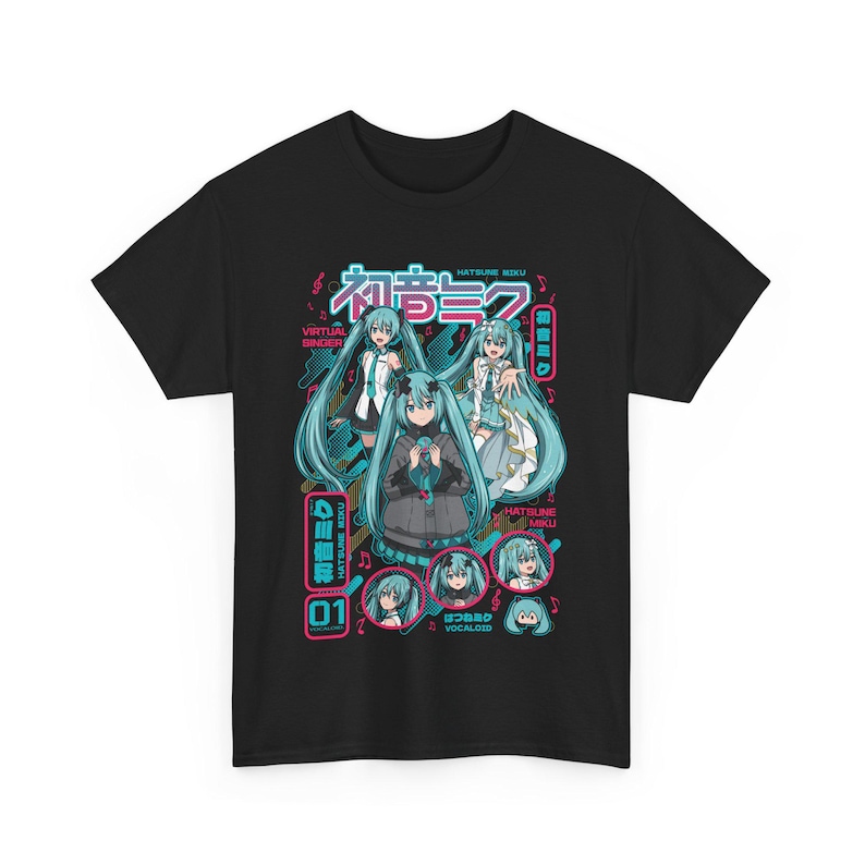 Camiseta de Hatsune Miku, camiseta de Anime Girl Kawaii Project Diva Vocaloid, camiseta unisex de algodón grueso, regalo de cosplay para todas las tallas imagen 5