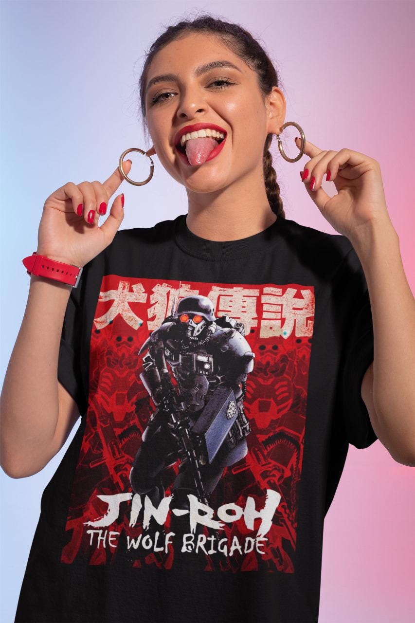 Unisex Jin-roh: the Wolf Brigade Anime T-shirt, Retro Manga Movie