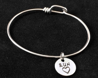 Run Heart Charm Bicycle Spoke Bracelet