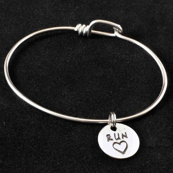 Run Heart Charm Bicycle Spoke Bracelet