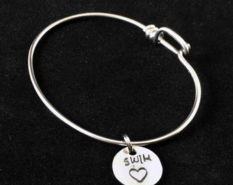 Swim Heart Charm Bicycle Spoke Bracelet